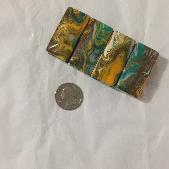 BOHO MARBLED RESIN PLASTIC STATEM BRACELET STRETCH - Picture 4 of 4